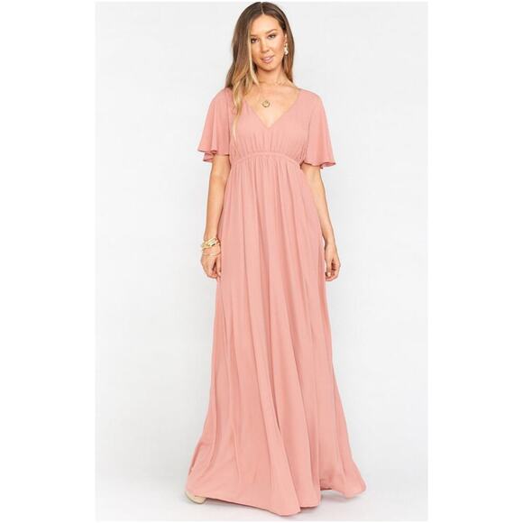 NWT Show Me Your MuMu Emily Empire Maxi Dress On Rustic Mauve Size Medium - Picture 1 of 8
